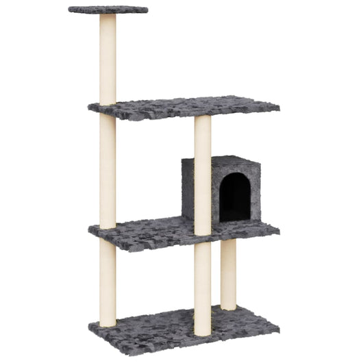 Albero per Gatti con Tiragraffi in Sisal Grigio Scuro 119 cm 171520