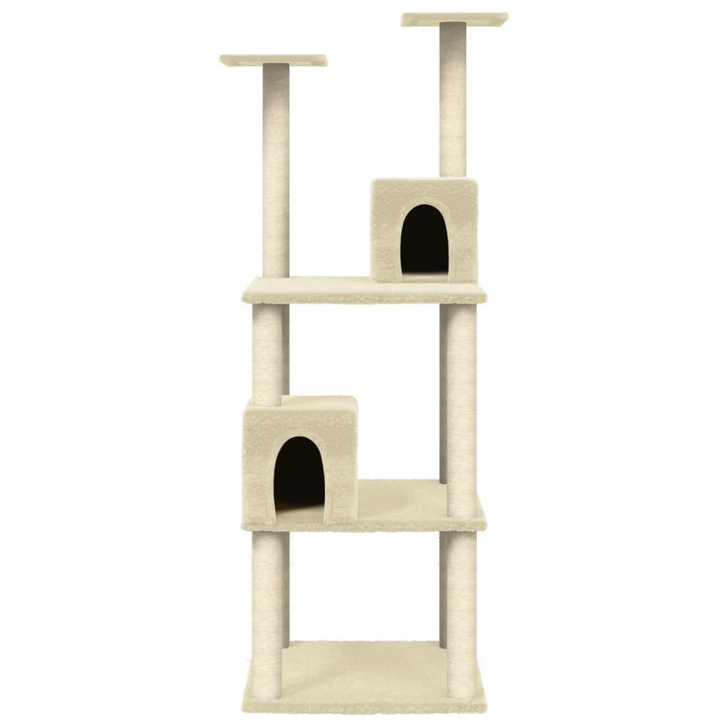 Albero per Gatti con Tiragraffi in Sisal Crema 141 cm cod mxl 8985