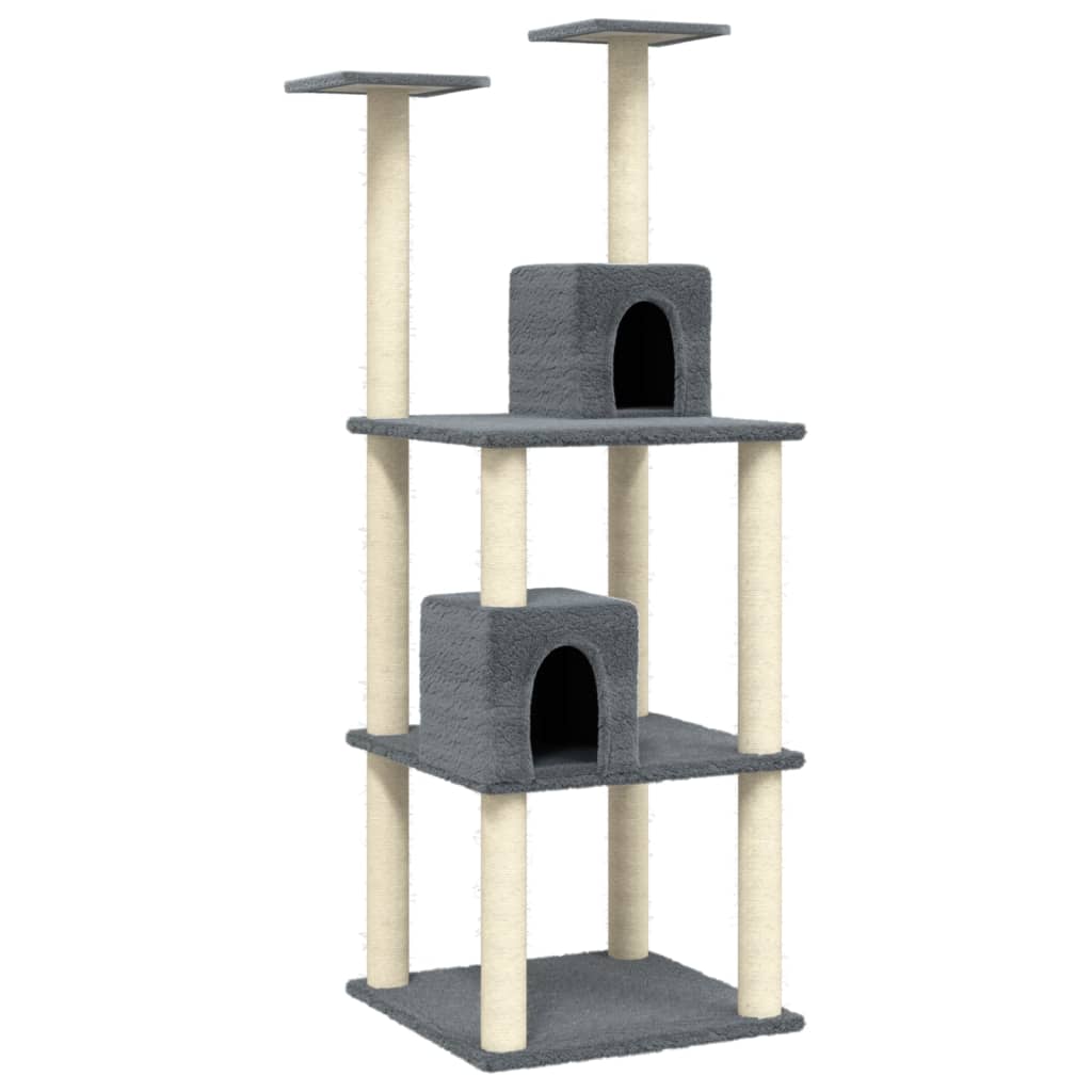 Albero per Gatti con Tiragraffi in Sisal Grigio Scuro 71 cm 171526