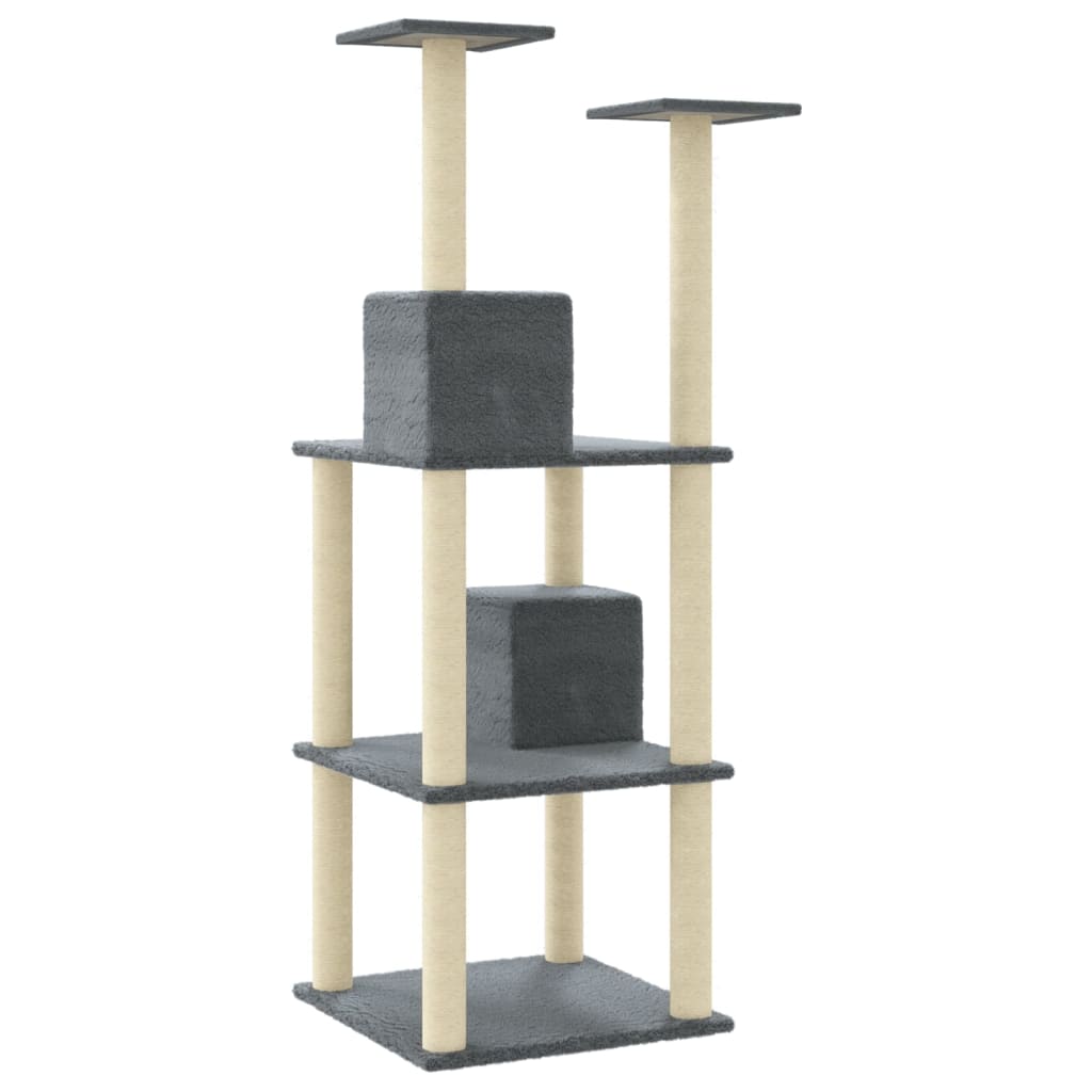 Albero per Gatti con Tiragraffi in Sisal Grigio Scuro 71 cm 171526