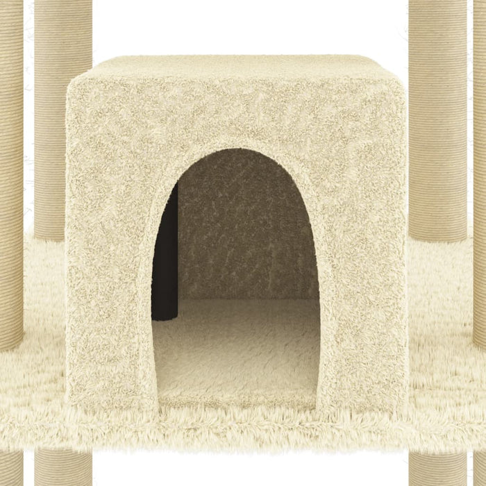 Albero per Gatti con Pali Tiragraffi in Sisal Crema 216 cm cod mxl 9203