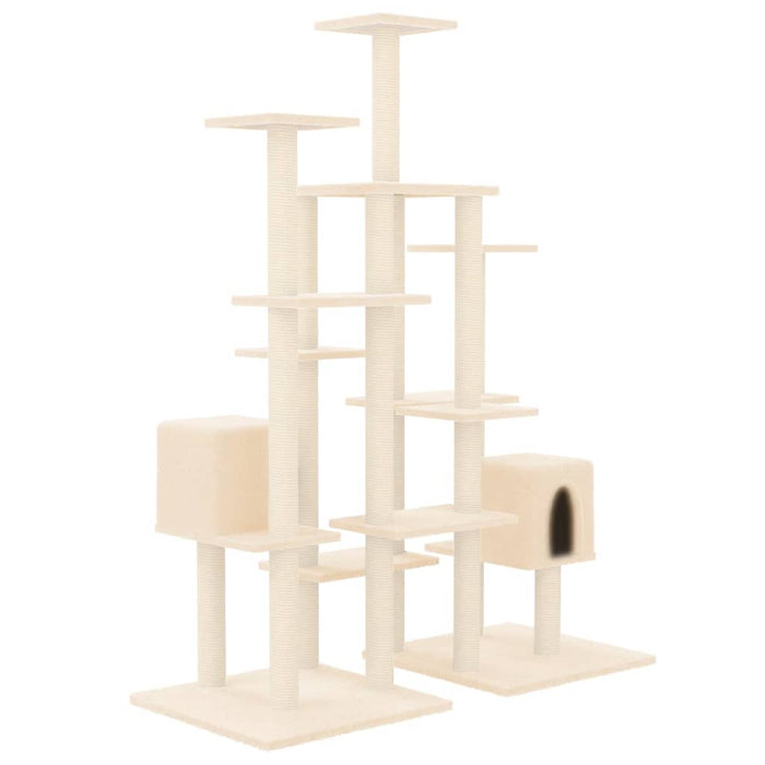 Albero per Gatti con Tiragraffi in Sisal Crema 145 cm 171530