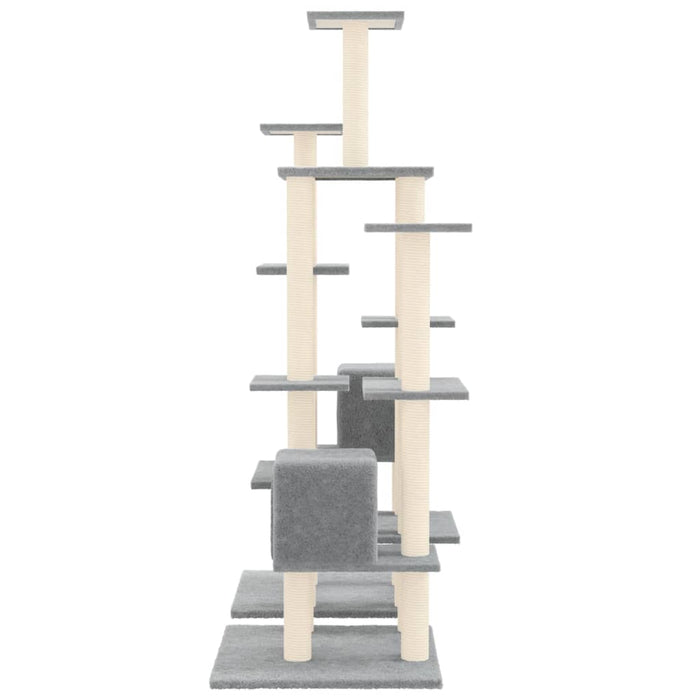 Albero per Gatti con Tiragraffi in Sisal Grigio Chiaro 145 cm 171531