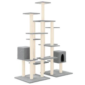 Albero per Gatti con Tiragraffi in Sisal Grigio Chiaro 145 cm 171531