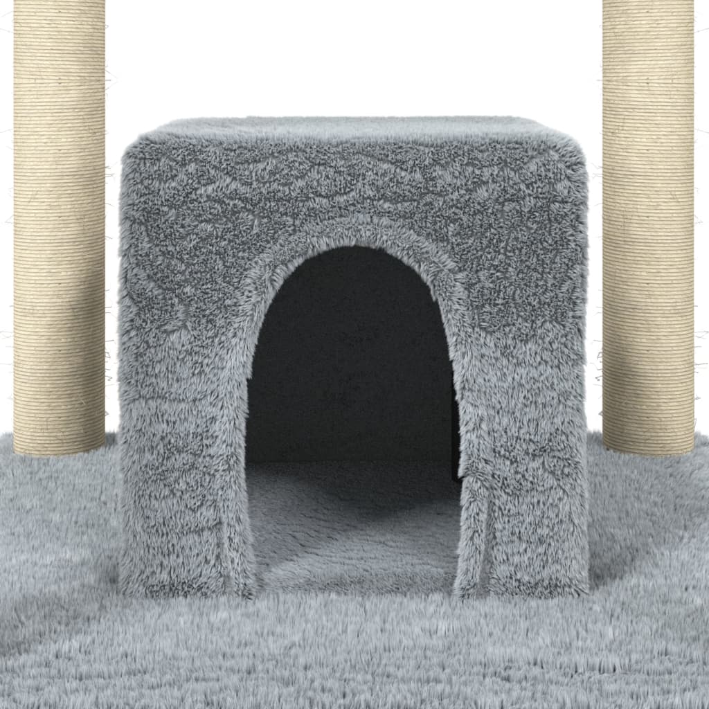 Albero per Gatti con Tiragraffi in Sisal Grigio Chiaro 174 cm 171534