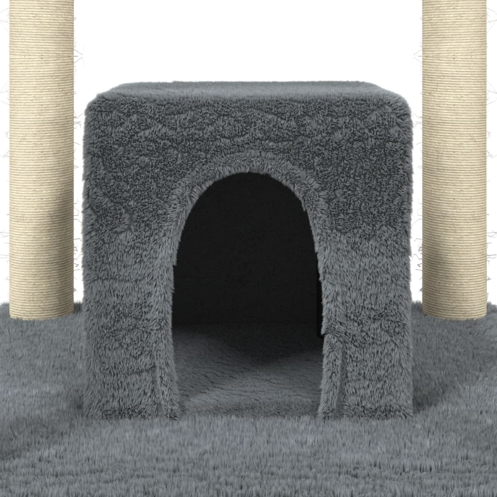 Albero per Gatti con Tiragraffi in Sisal Grigio Scuro 174 cm 171535