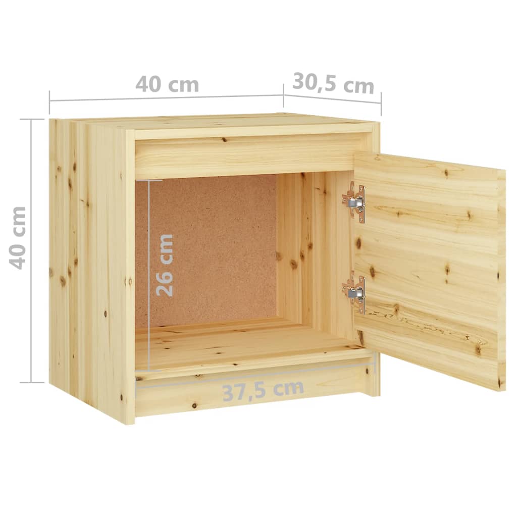 Comodini 2 pz 40x30,5x40 cm in Legno Massello di Abete 809356