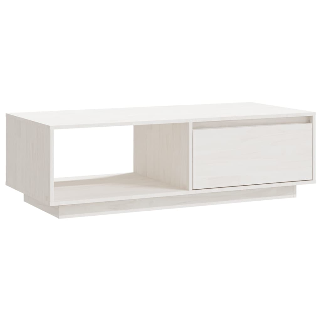 Tavolino da Salotto Bianco 110x50x33,5cm Legno Massello di Pino cod mxl 29791