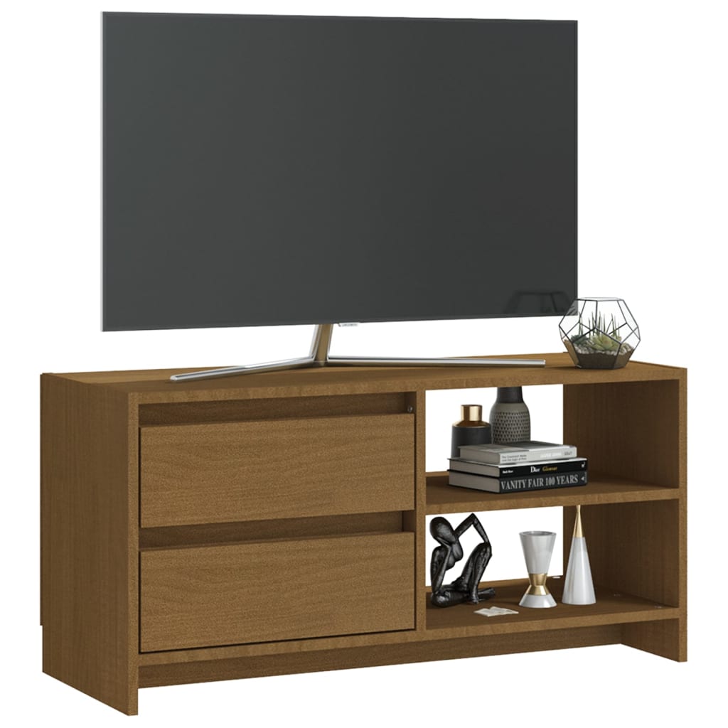 Mobile Porta TV Marrone Miele 80x31x39 cm in Legno di Pino