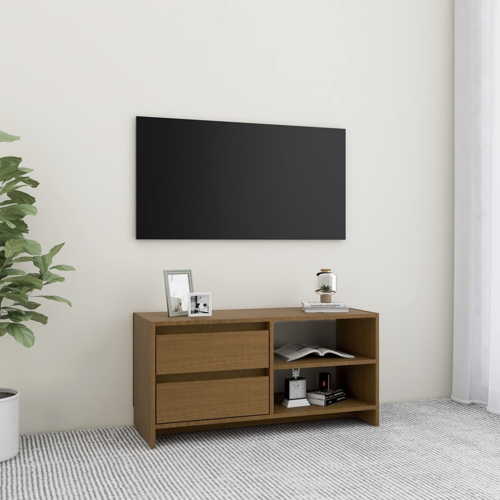 Mobile Porta TV Marrone Miele 80x31x39 cm in Legno di Pino 809897