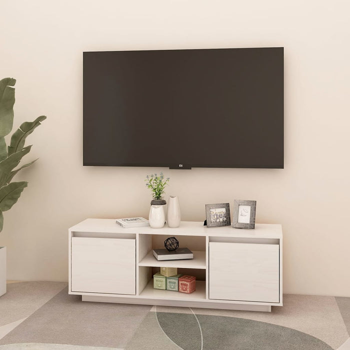 Mobile Porta TV Bianco 110x30x40 cm in Legno Massello di Pino cod mxl 16206