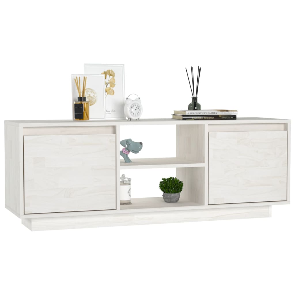 Mobile Porta TV Bianco 110x30x40 cm in Legno Massello di Pino cod mxl 16206