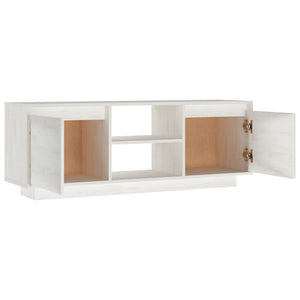 Mobile Porta TV Bianco 110x30x40 cm in Legno Massello di Pino cod mxl 16206