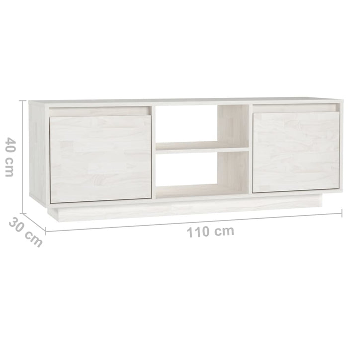 Mobile Porta TV Bianco 110x30x40 cm in Legno Massello di Pino cod mxl 16206