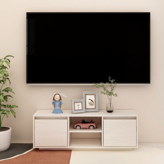 Mobile Porta TV Bianco 110x30x40 cm in Legno Massello di Pino cod mxl 16206