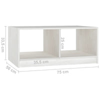 Tavolino da Salotto Bianco 75x50x33,5 cm Legno Massello di Pino cod mxl 23358