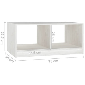 Tavolino da Salotto Bianco 75x50x33,5 cm Legno Massello di Pino cod mxl 23358