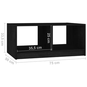 Tavolino da Salotto Nero 75x50x33,5 cm Legno Massello di Pino 809910