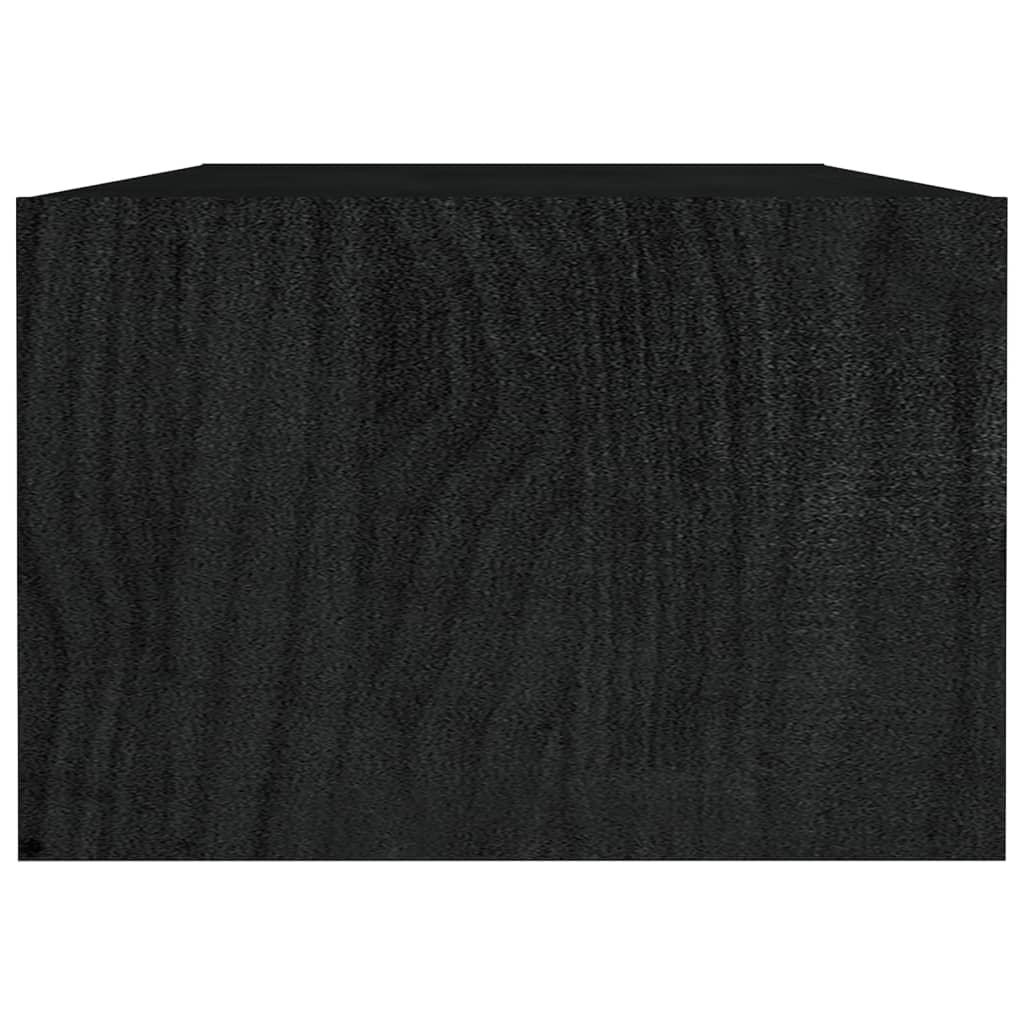 Tavolino da Salotto Nero 110x50x34 cm Legno Massello di Pino