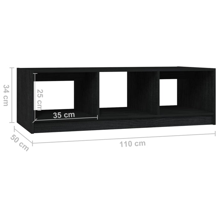 Tavolino da Salotto Nero 110x50x34 cm Legno Massello di Pino