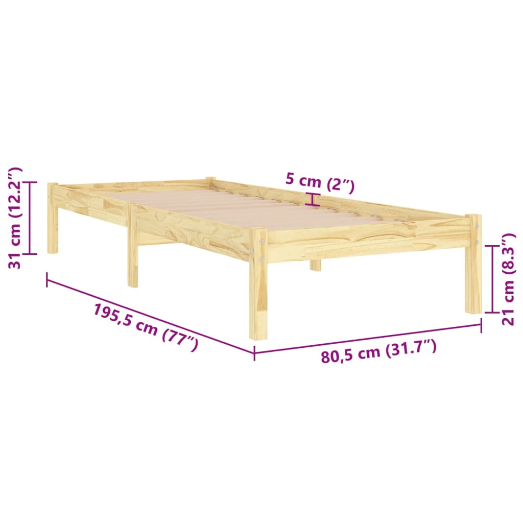 Giroletto in Legno Massello 75x190 cm 2FT6 Small Single cod mxl 57225