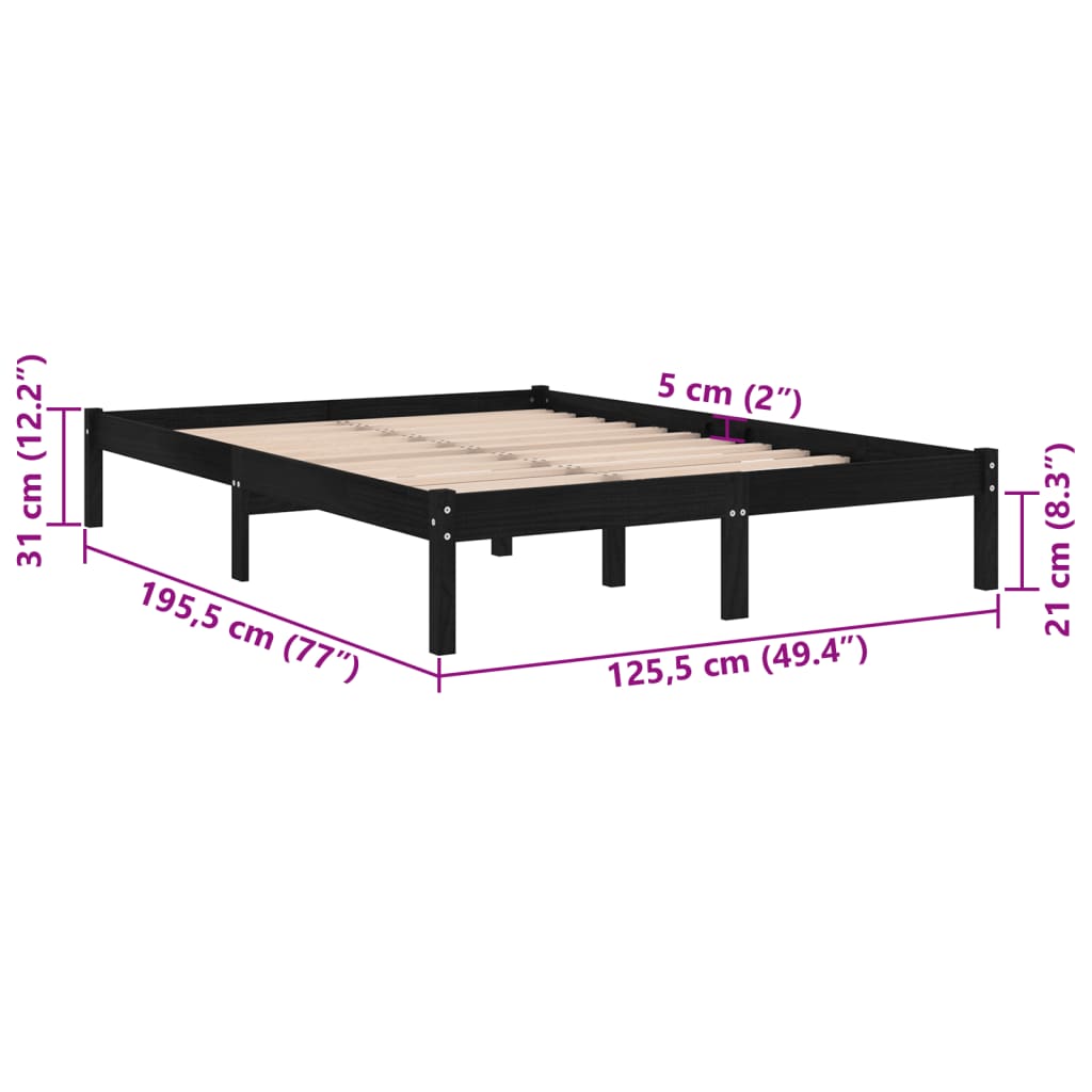 Giroletto Legno Massello Nero 120x190cm 4FT Small Double 809991