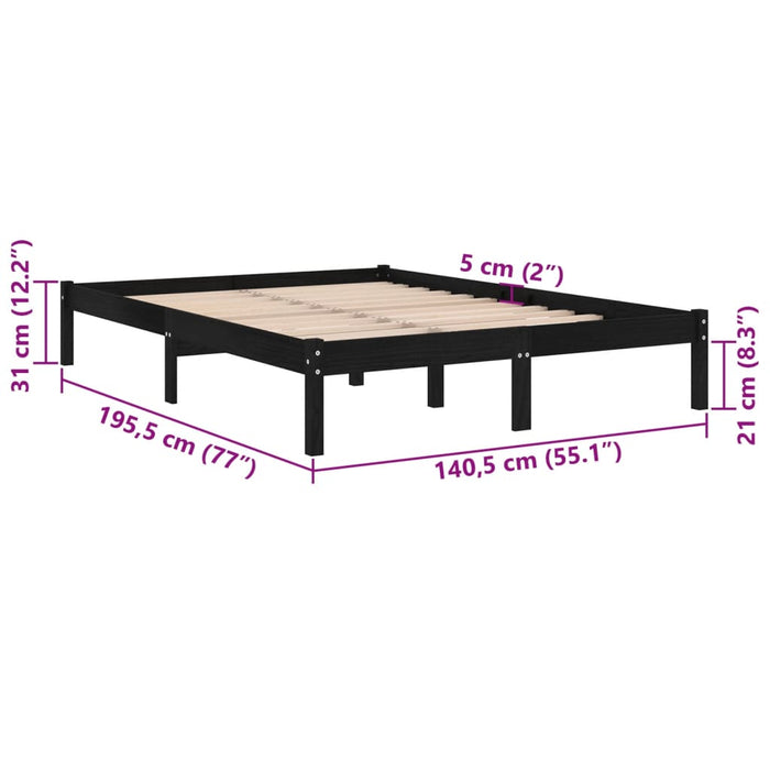 Giroletto Nero Legno Massello 135x190 cm 4FT6 Double cod mxl 62196