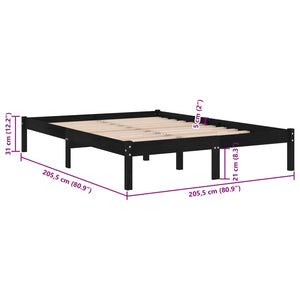 Giroletto Nero in Legno Massello di Pino 200x200 cm 810041