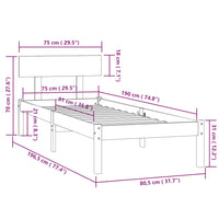 Giroletto Legno Massello di Pino 75x190 cm UK Small Single cod mxl 62080