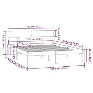 Giroletto Grigio in Legno Massello di Pino 120x190 cm UK Doppio cod mxl 63618