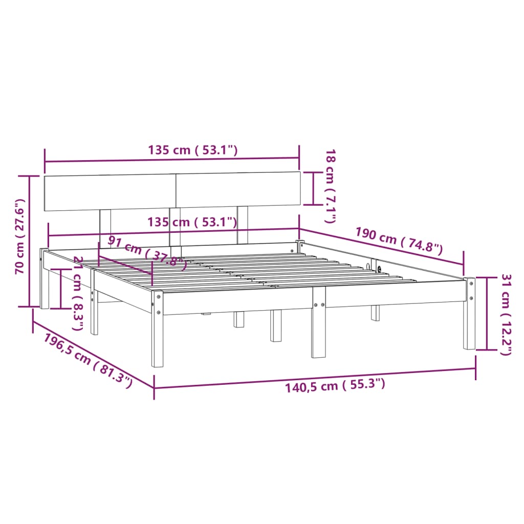 Giroletto in Legno Massello 135x190 cm Small Double 810123