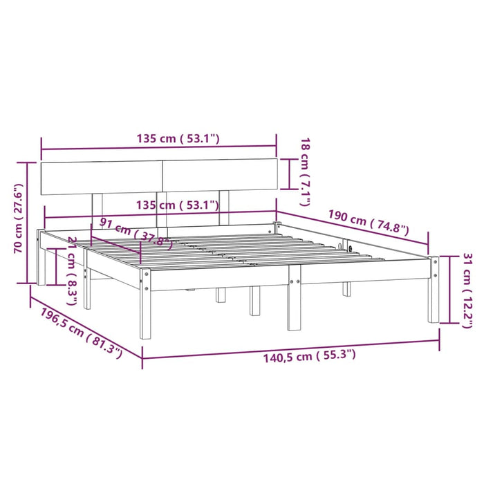 Giroletto Miele in Legno Massello di Pino 135x190 cm UK Double 810125