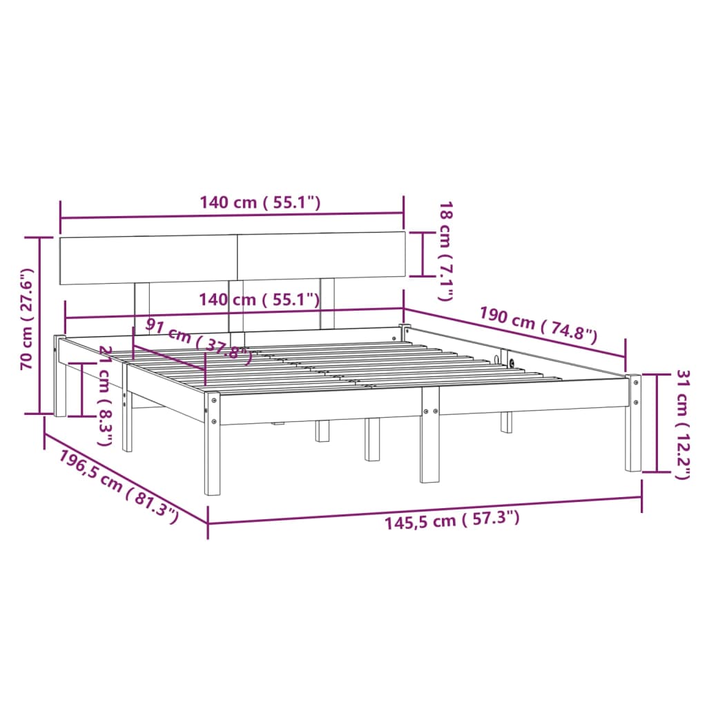 Giroletto in Legno Massello di Pino 140x190 cm 810127