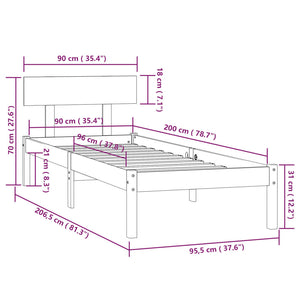 Giroletto in Legno Massello di Pino 90x200 cm cod mxl 45092