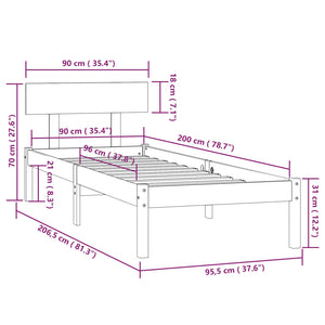 Giroletto in Legno Massello di Pino Bianco 90x200 cm 810133