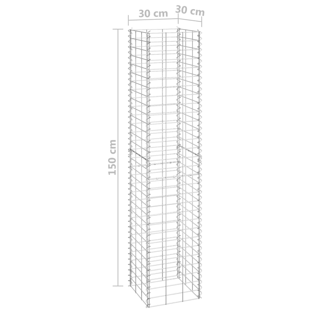 Fioriere Rialzate Gabbione 4 pz 30x30x50/100/150/200 cm Ferro