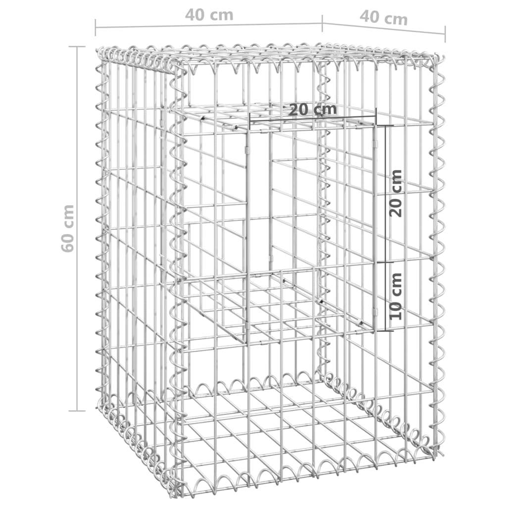 Cesti a Gabbione a Torre 2 pz 40x40x60 cm in Ferro 151259