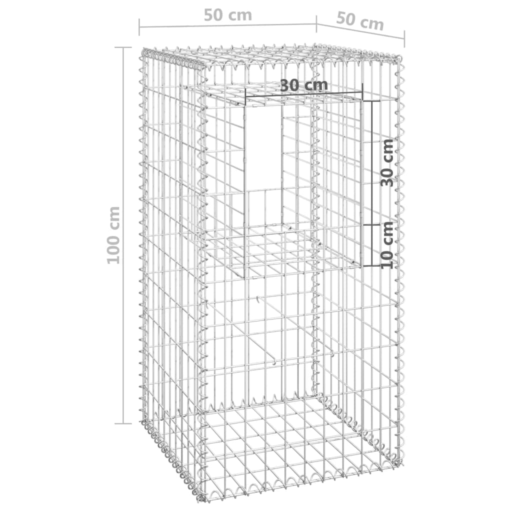 Cesto a Gabbione a Torre 50x50x100 cm in Ferro 151268