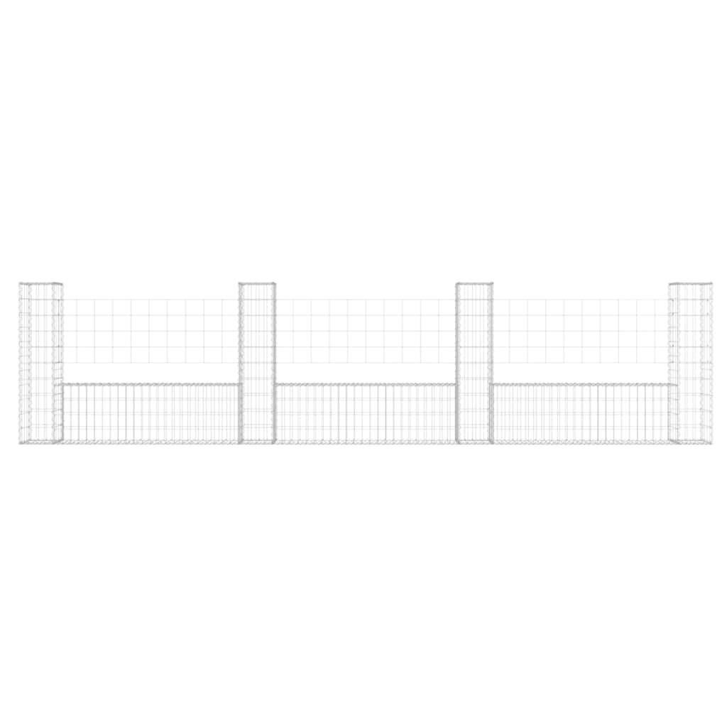 Cesto Gabbione a U con 4 Pali in Ferro 380x20x100 cm