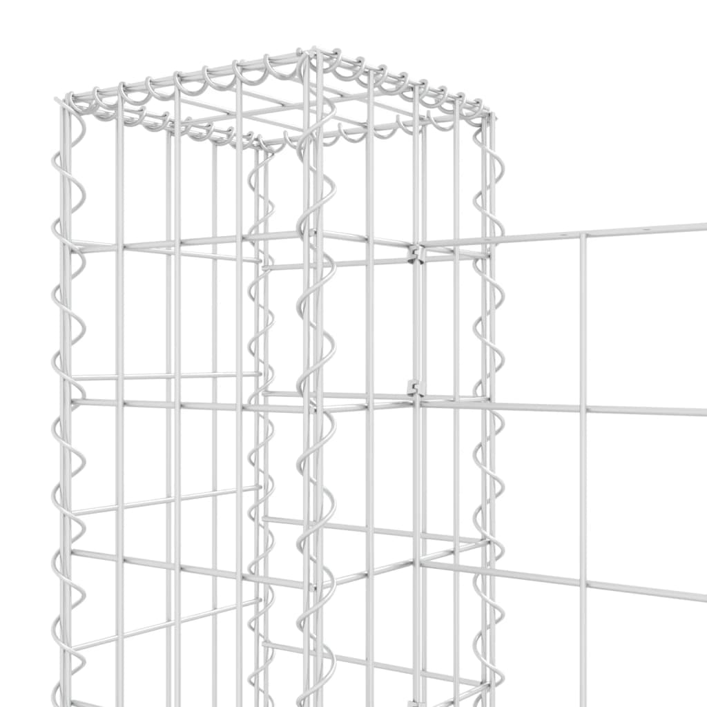 Cesto Gabbione a U con 4 Pali in Ferro 380x20x100 cm