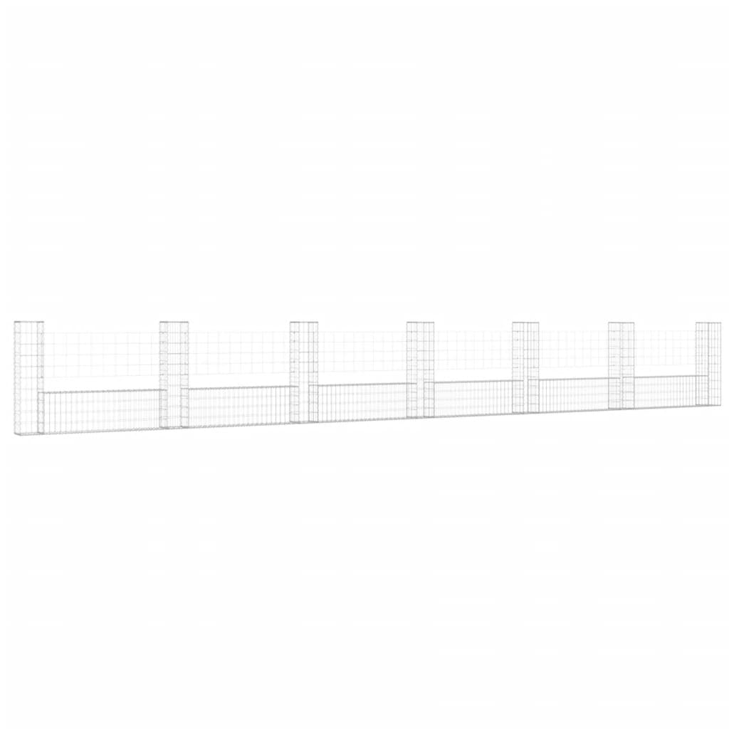 Cesto Gabbione a U con 7 Pali in Ferro 740x20x100 cm 151280