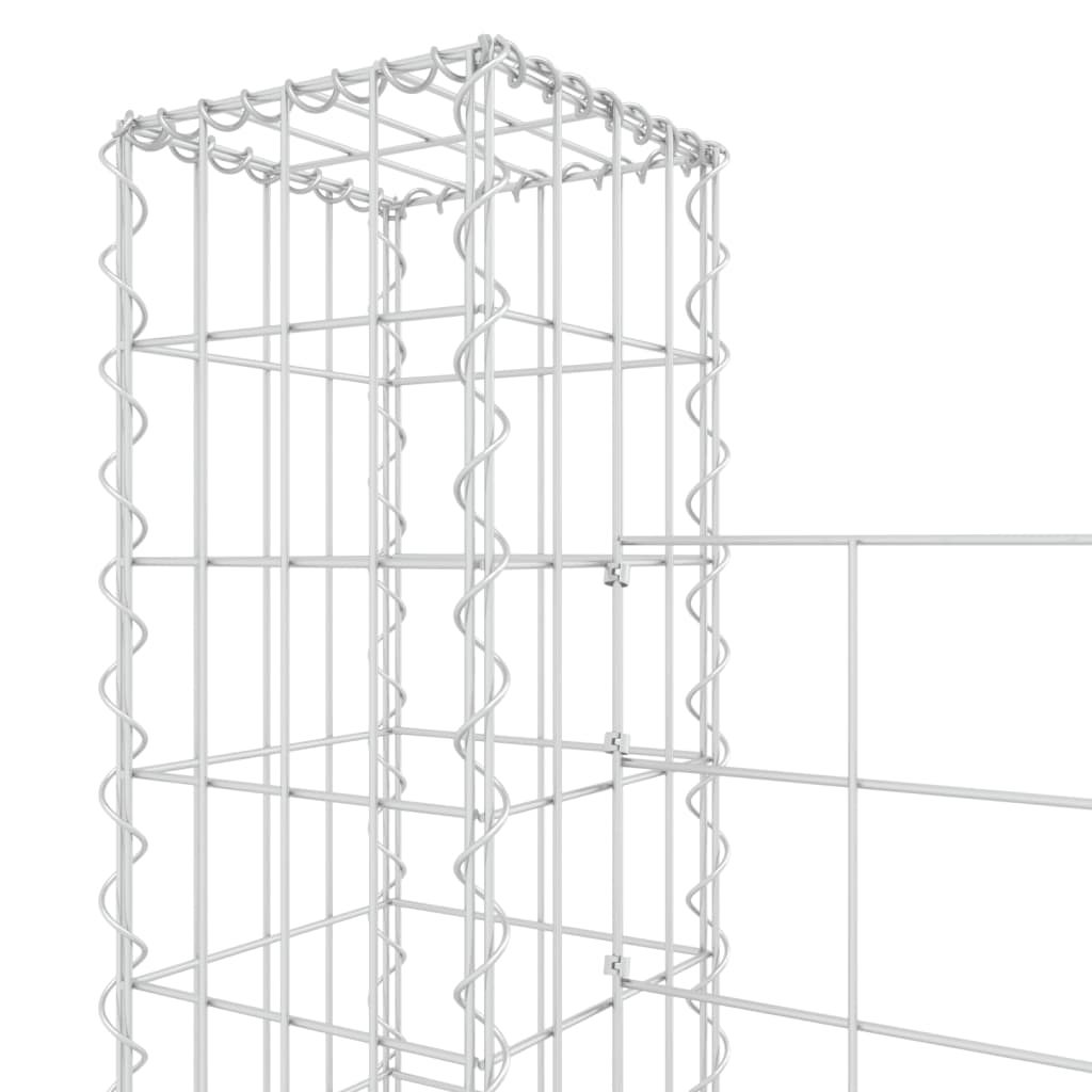 Cesto Gabbione a U con 6 Pali in Ferro 620x20x150 cm