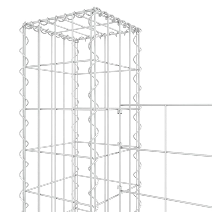 Cesto Gabbione a U con 6 Pali in Ferro 620x20x150 cm