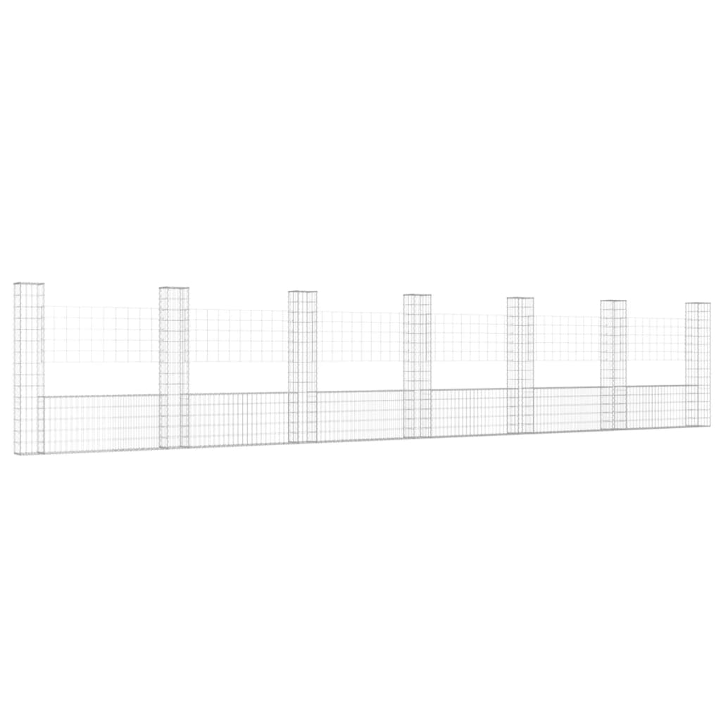 Gabbione a U con 7 Pali in Ferro 740x20x150 cm 151287