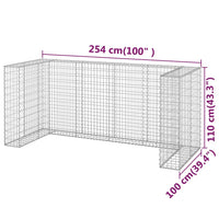 Gabbione per Bidoni in Acciaio Zincato 254x100x110 cm