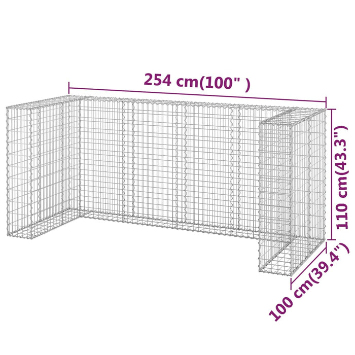 Gabbione per Bidoni in Acciaio Zincato 254x100x110 cm