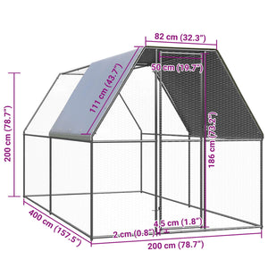 Gabbia per Polli da Esterno 2x4x2 m in Acciaio Zincato 3089319