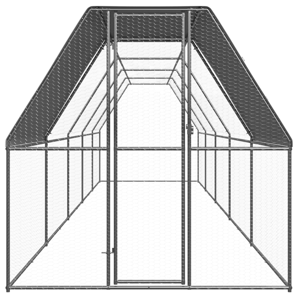 Pollaio da Esterno 2x10x2 m in Acciaio Zincato 3089322