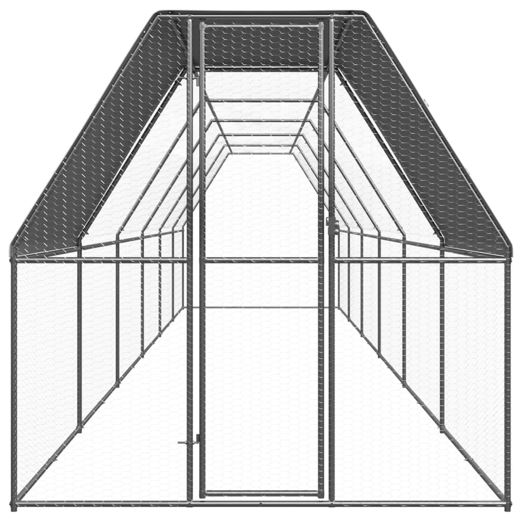 Gabbia per Polli da Esterno 2x12x2 m in Acciaio Zincato 3089323