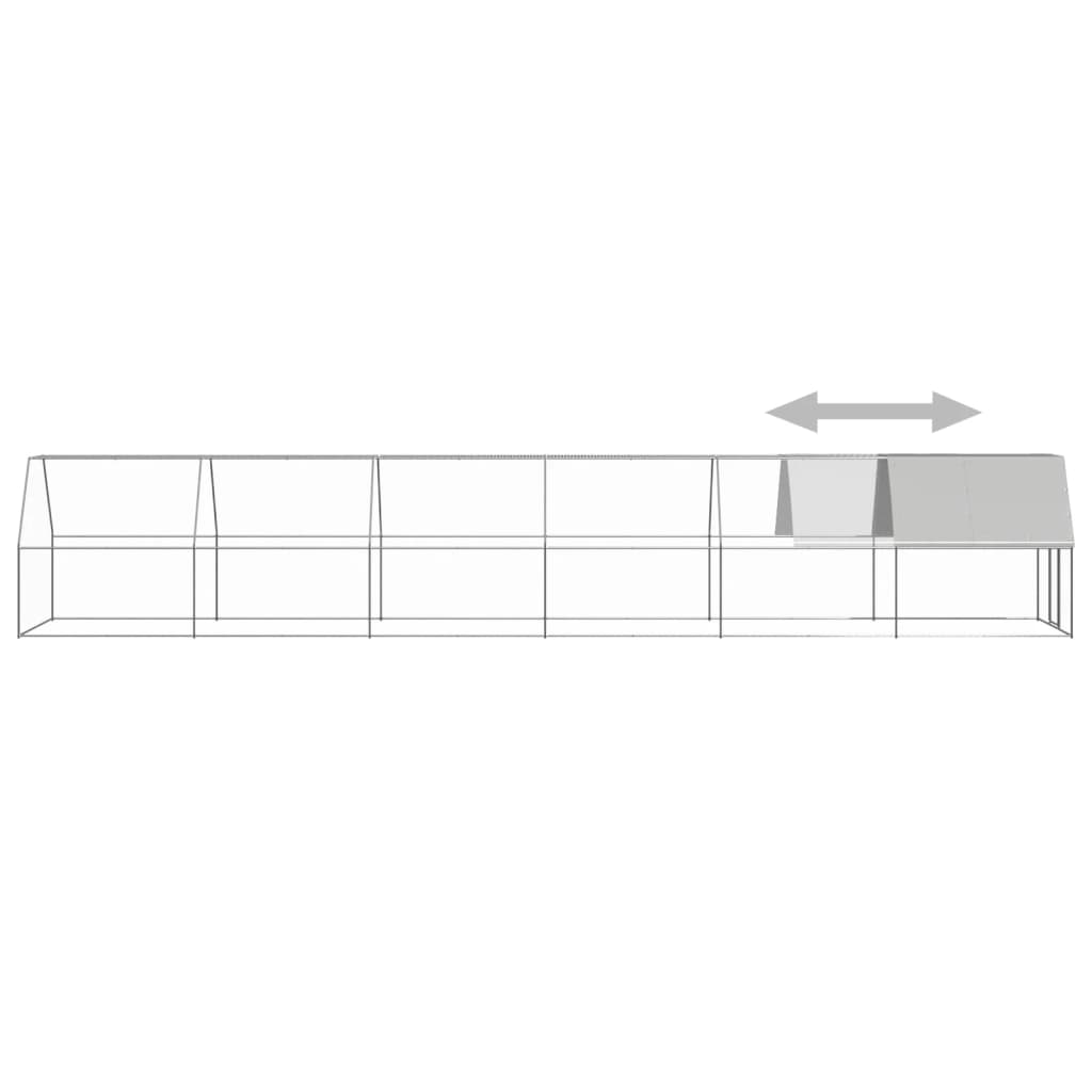 Gabbia per Polli da Esterno 2x12x2 m in Acciaio Zincato 3089323